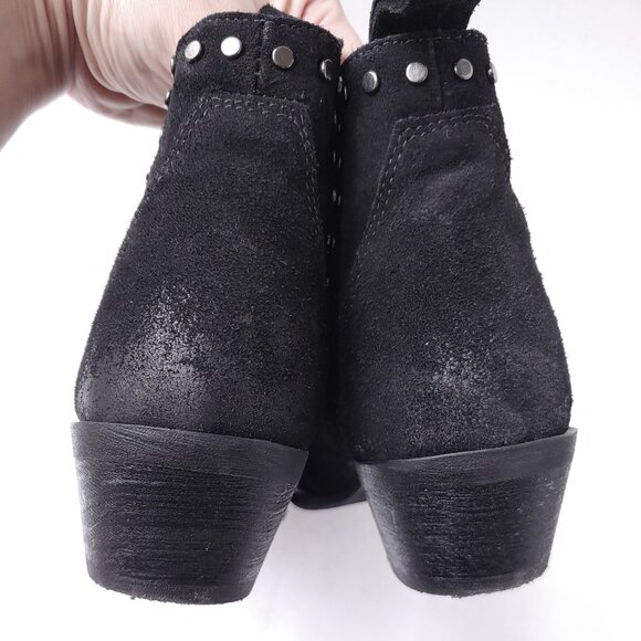 Dingo Black Cowboy Boots Western Goth Leather Studded Minimal Pull On Ankle - Picture 7 of 13